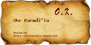 Ohr Karméla névjegykártya